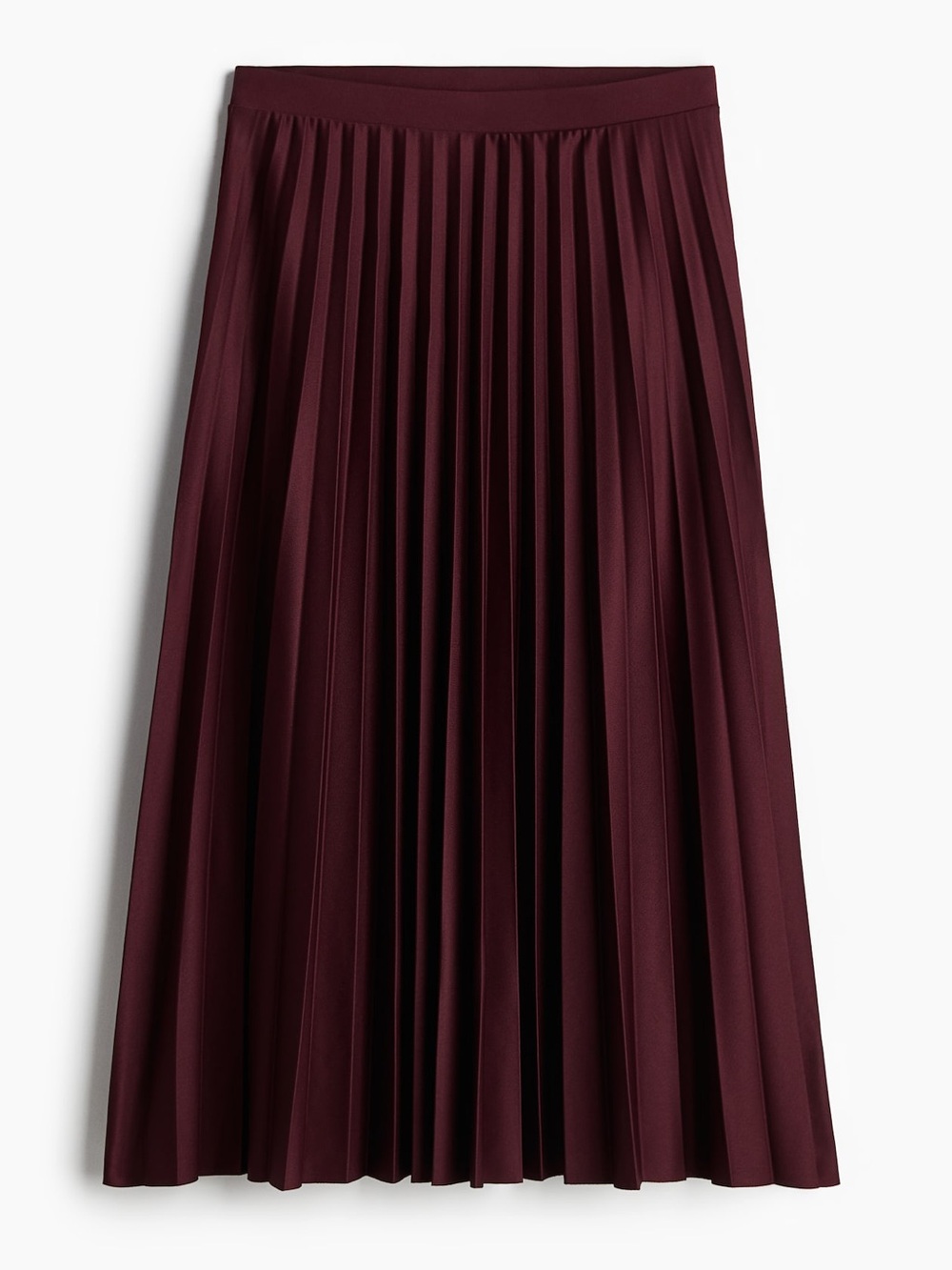 H&M Pleated Midi Skirt in Burgundy - Picture 1 of 7